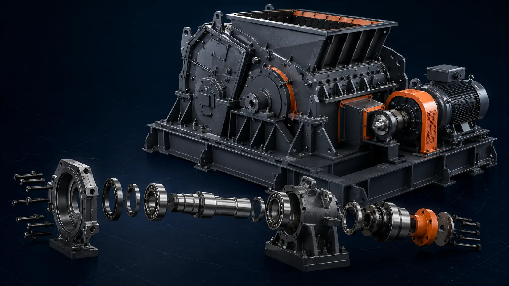 Detailed industrial machinery CAD model with fabrication-oriented assemblies and interfaces
